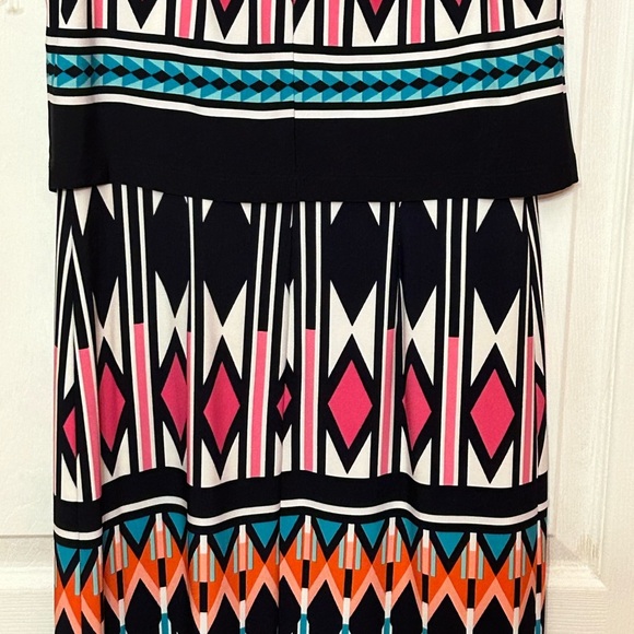 ELIZA J Geometric Print Shift Dress, Navy Multi, Size 4 NWOT - Picture 6 of 10